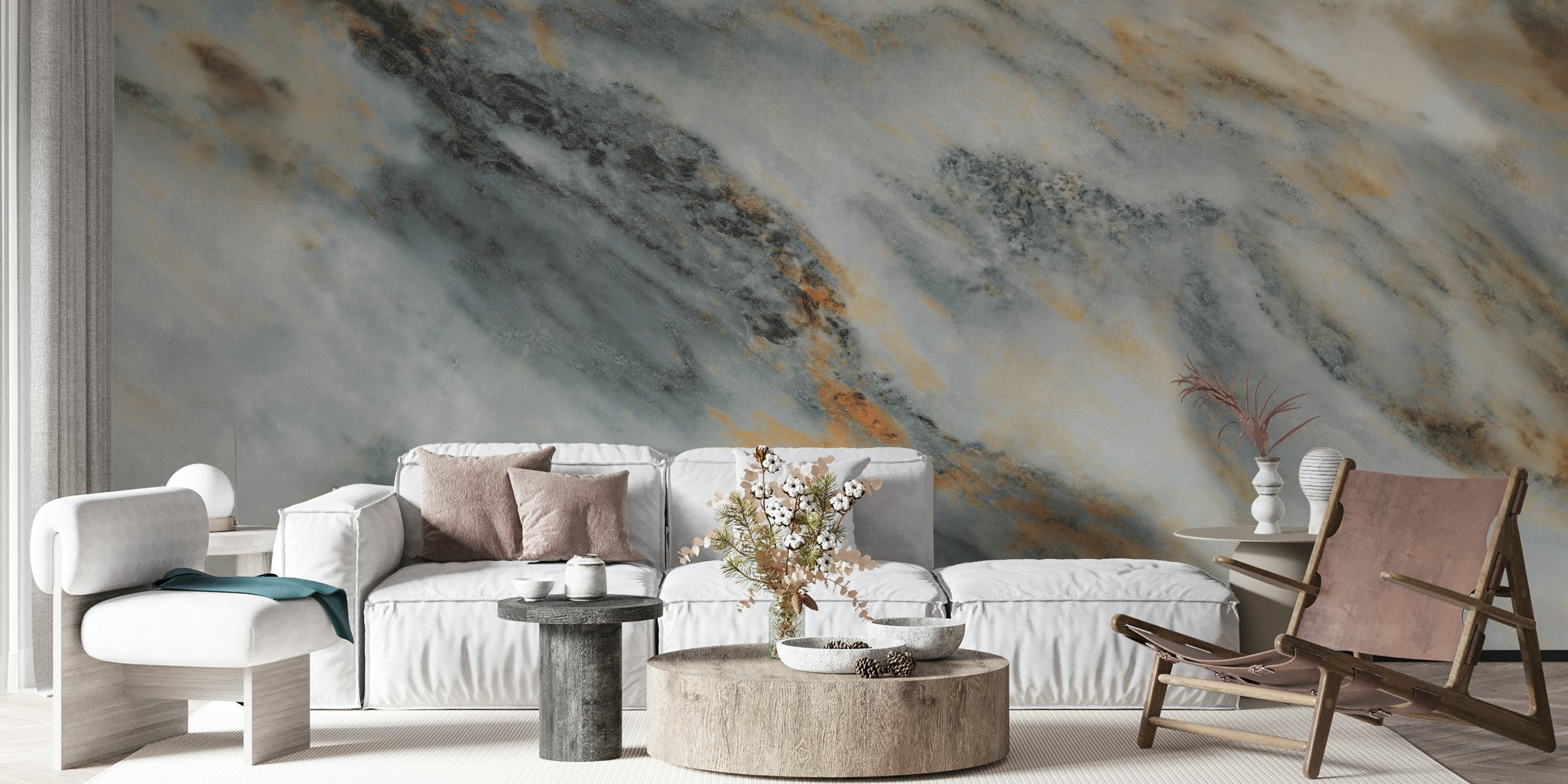 Natural granite rustic stone wallpaper in room