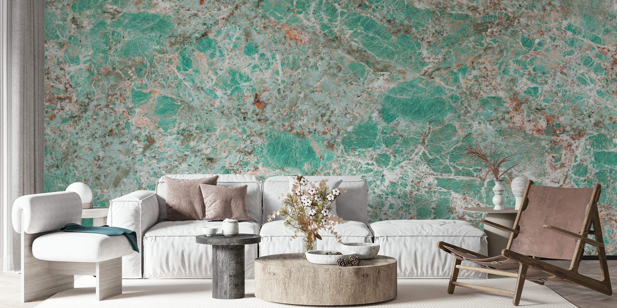 Turquoise marble pattern with intricate veining wallpaper