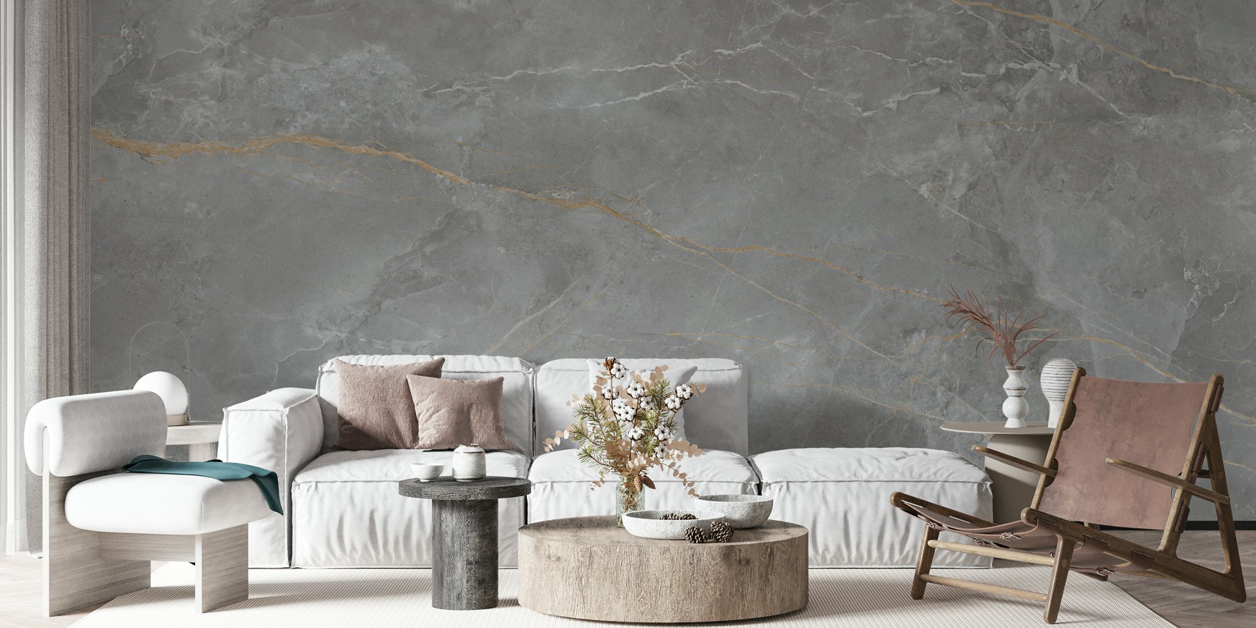 Armani Grey Marble wallpaper in a room