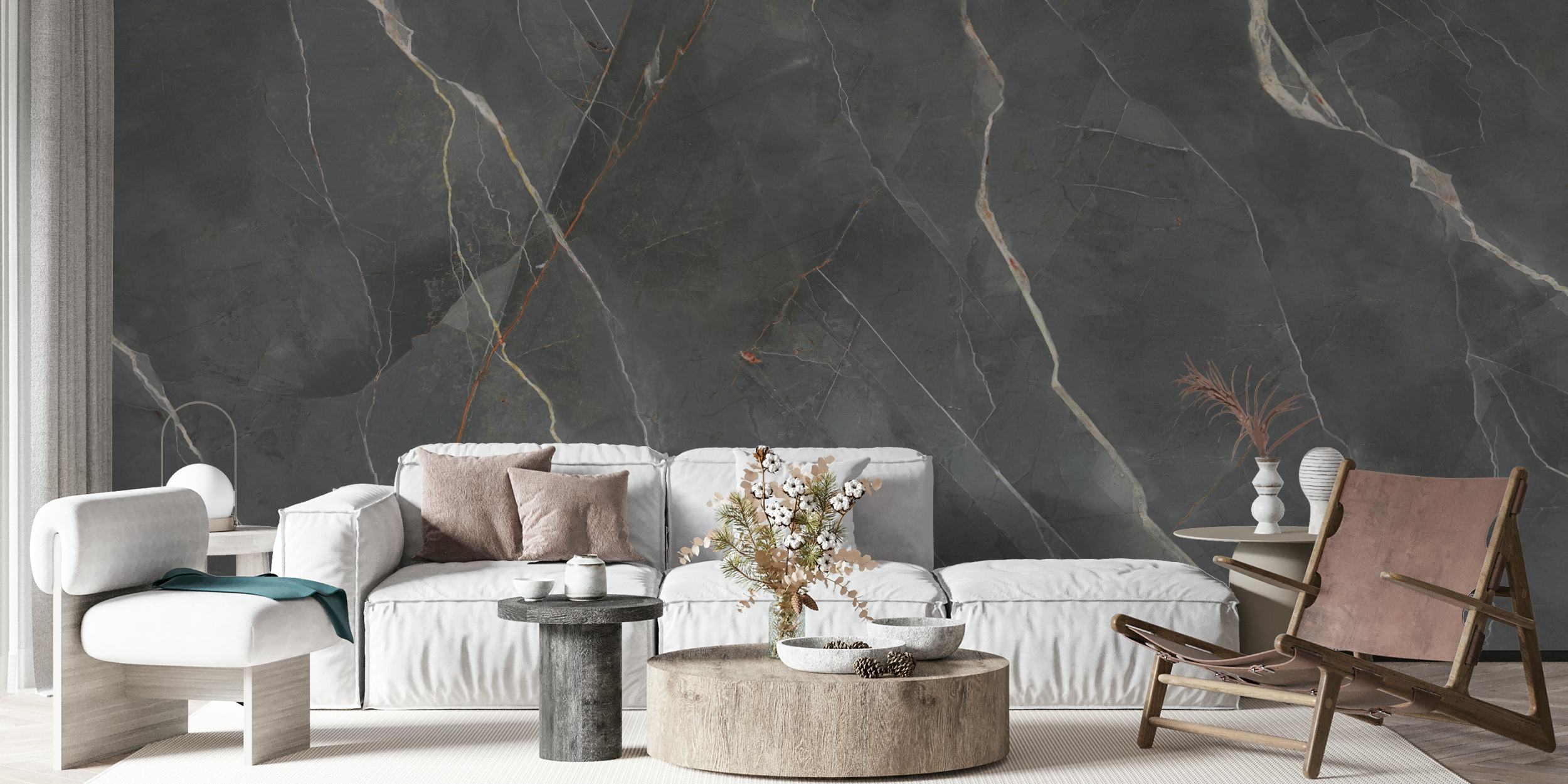 Tapeta Natural Vein Marble v pokoji