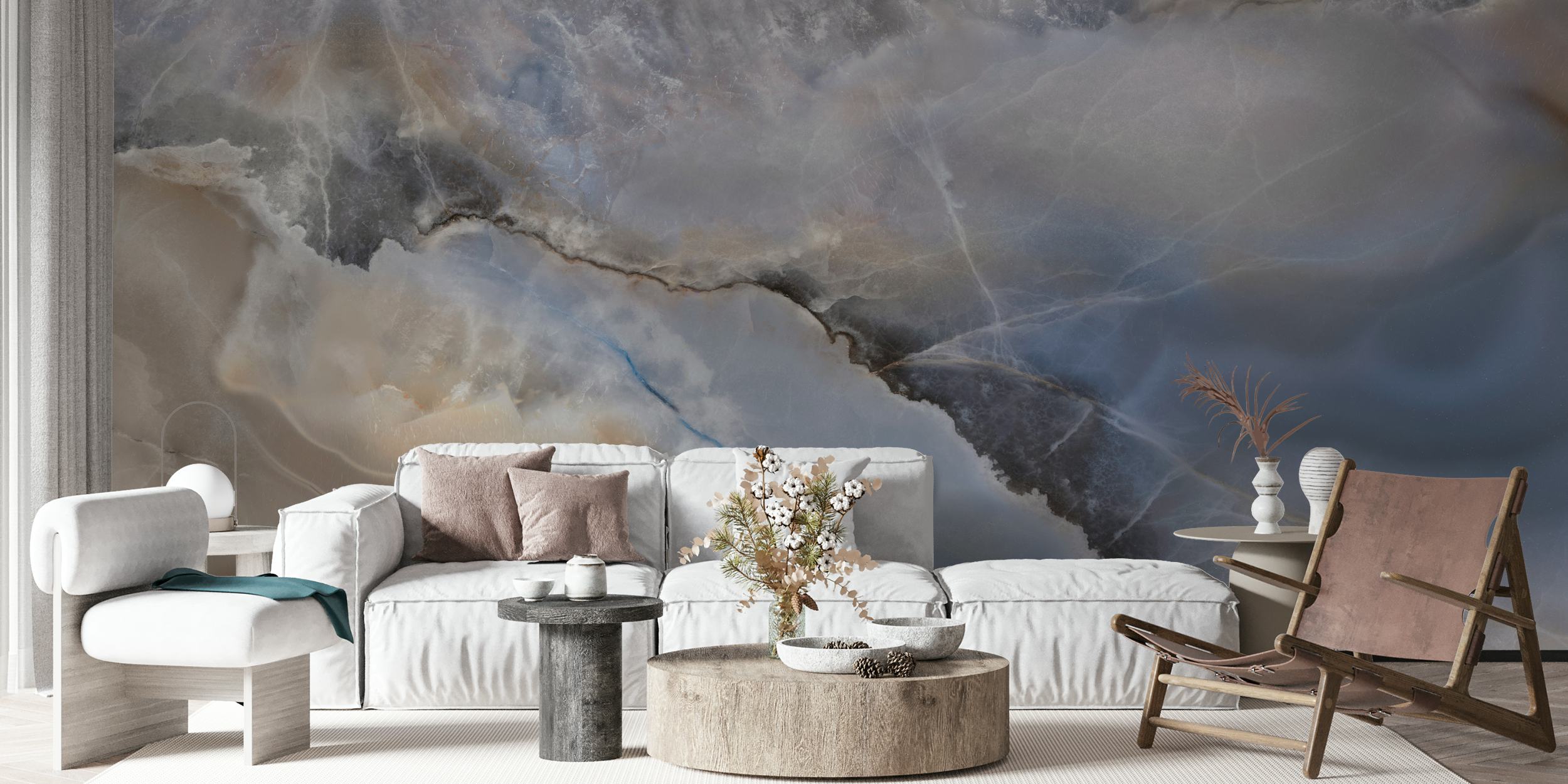 Smooth marble stone tapet i en moderne setting