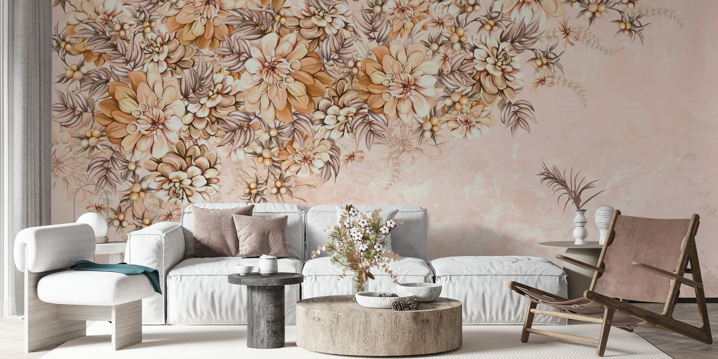 Flowers textured wallpaper