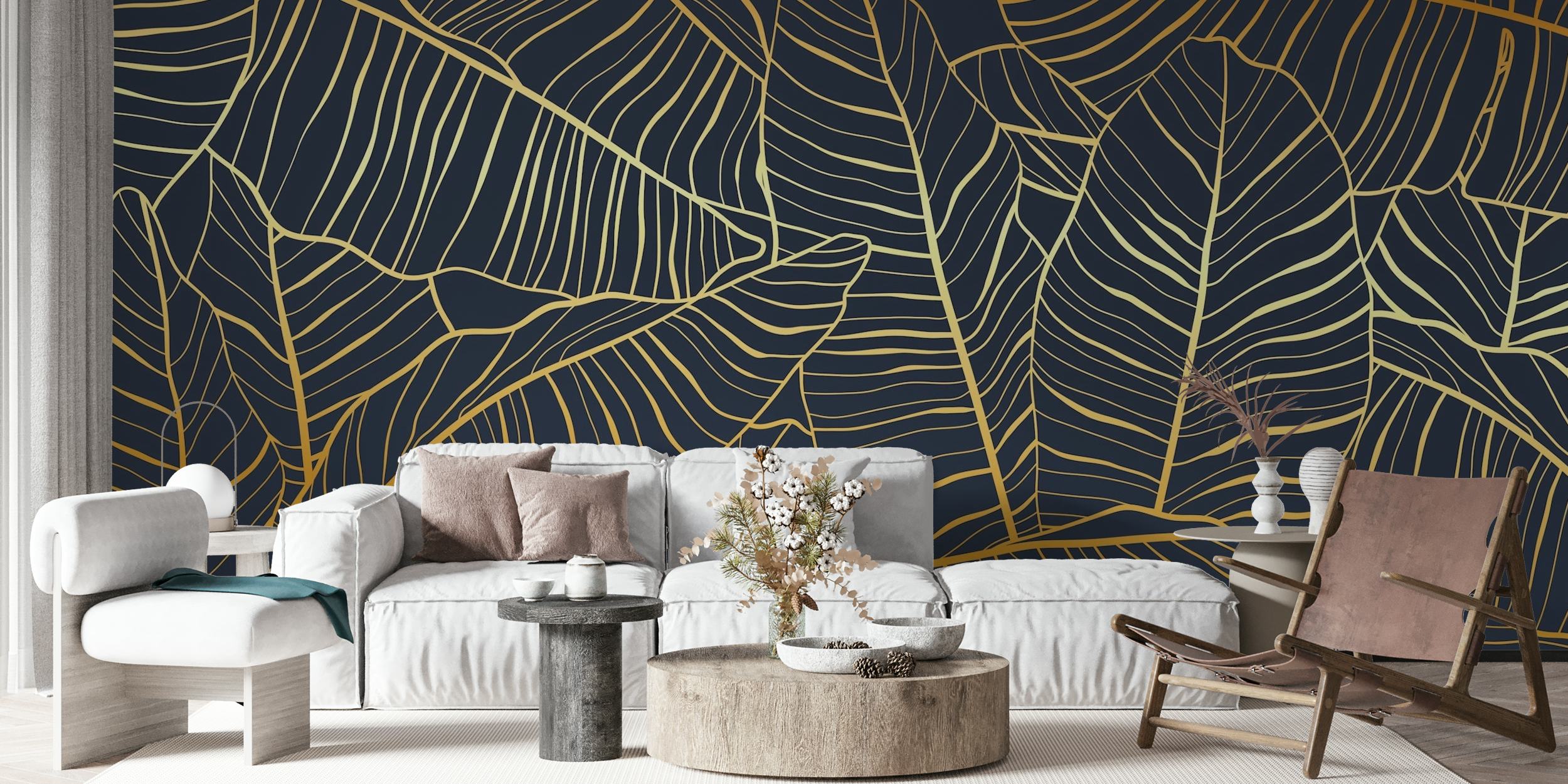 Golden banana leaves wallpaper