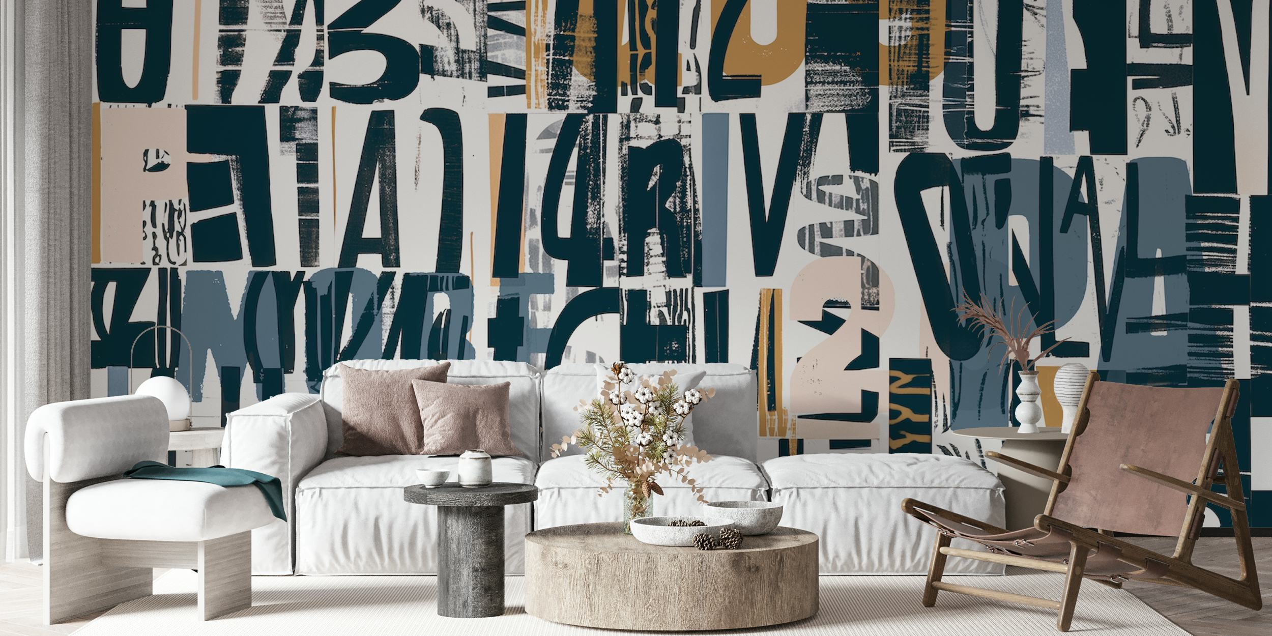 Grunge Typo Street Art wallpaper in a room