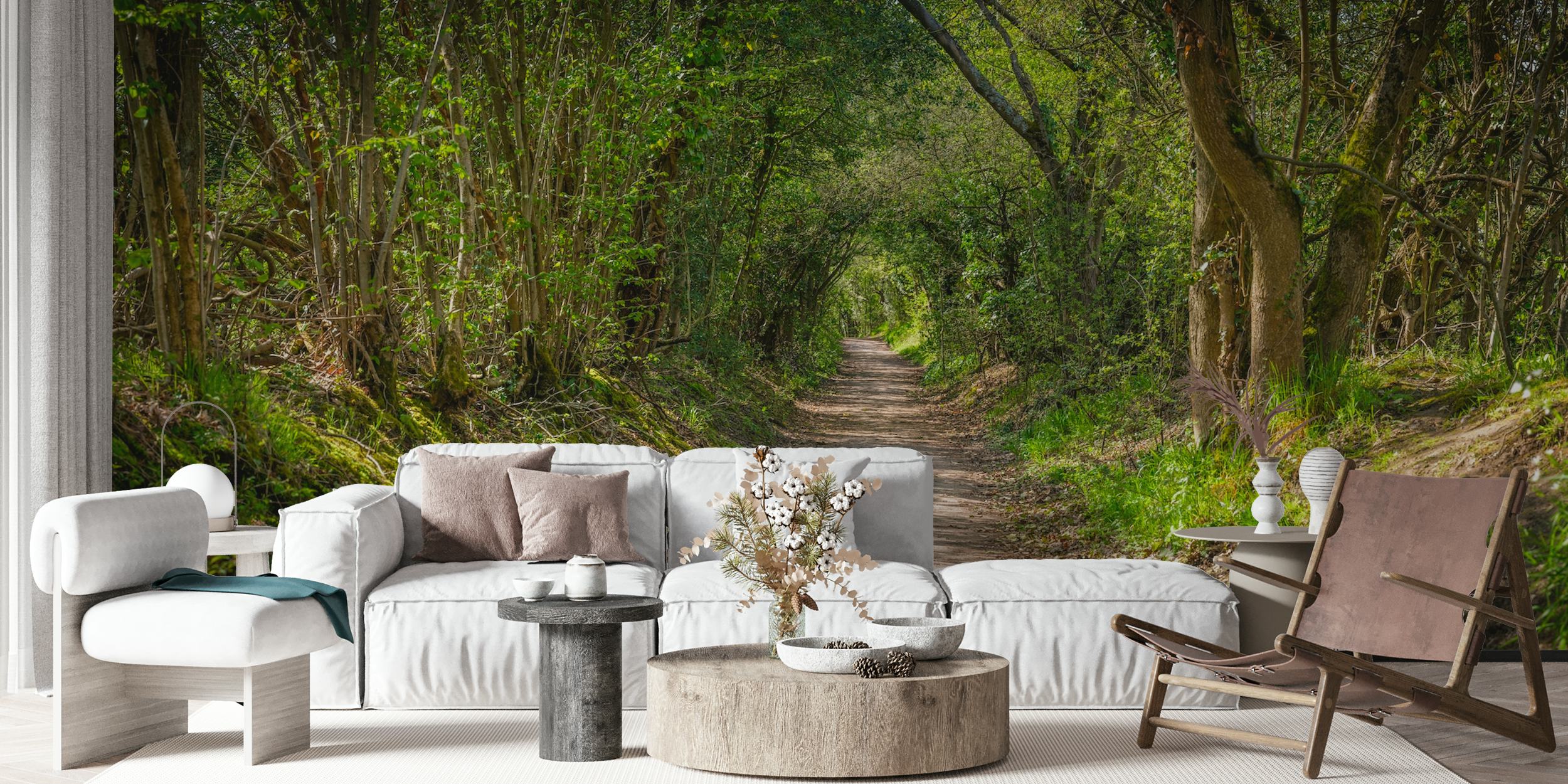 Nature-inspired wallpaper with a serene pathway