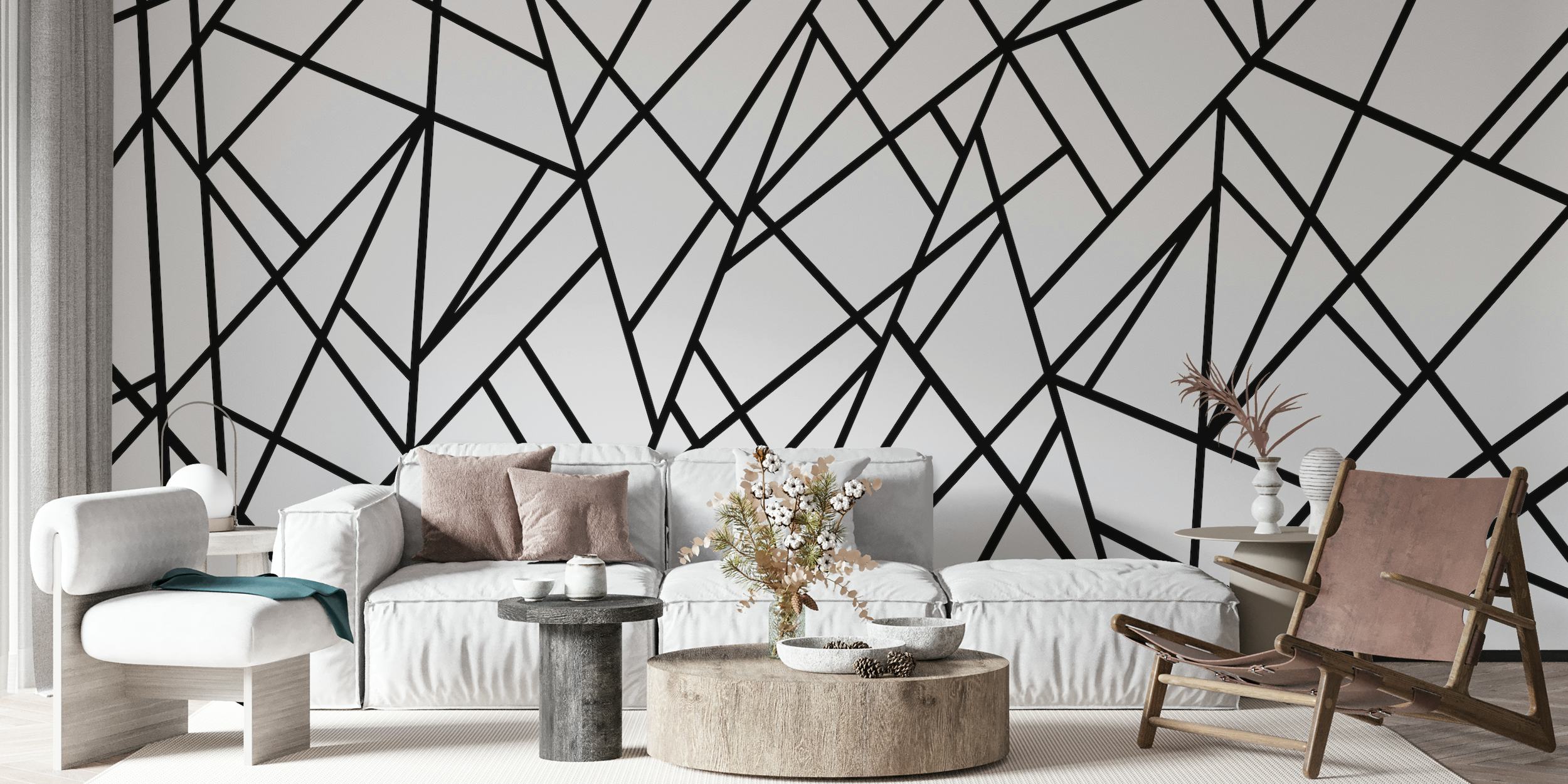 Diseño de papel tapiz geométrico en blanco y negro