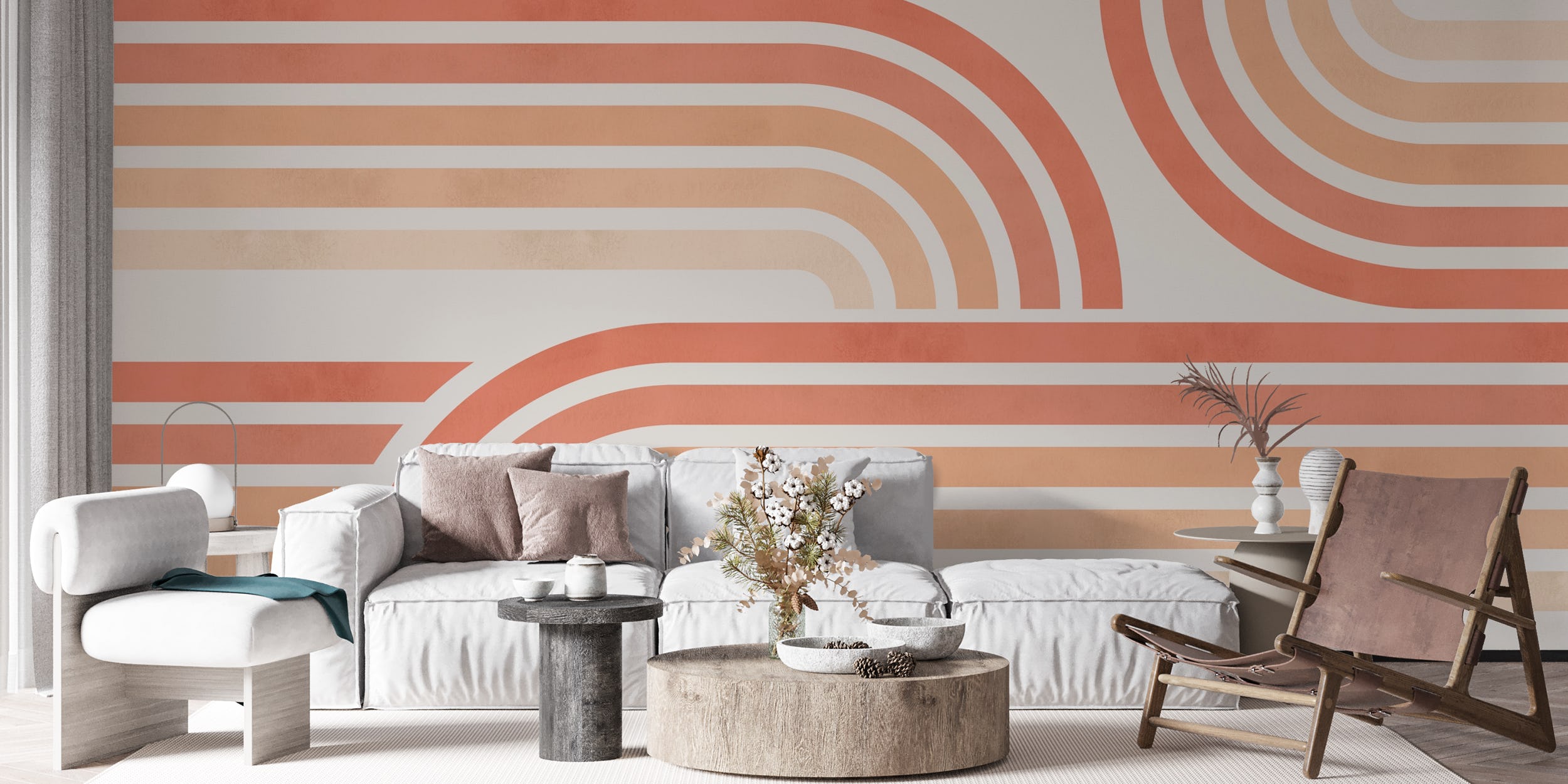 Lines and circles 3 diseño de papel tapiz en una habitación