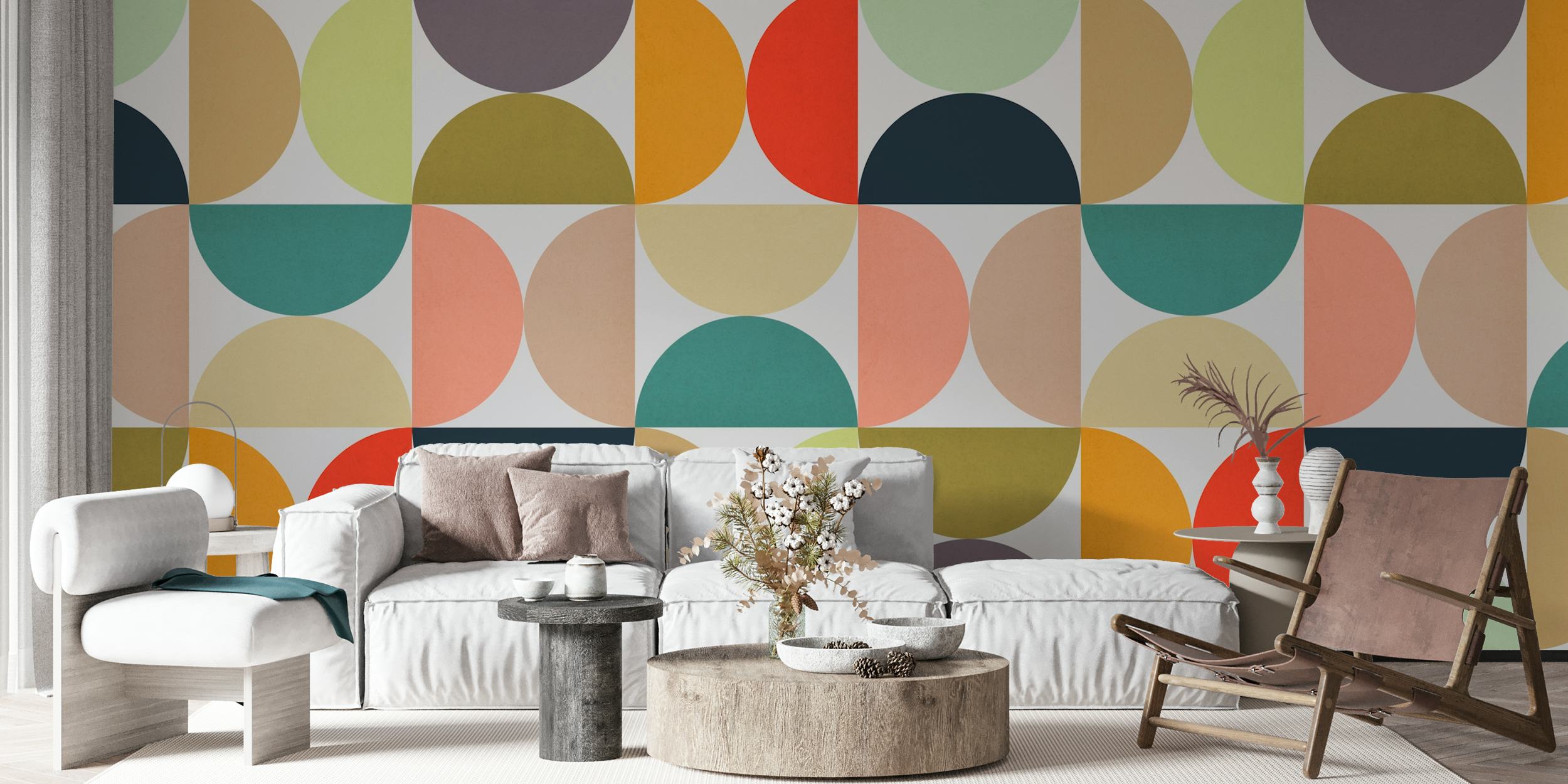 Ταπετσαρία Colorful circles σε ένα δωμάτιο