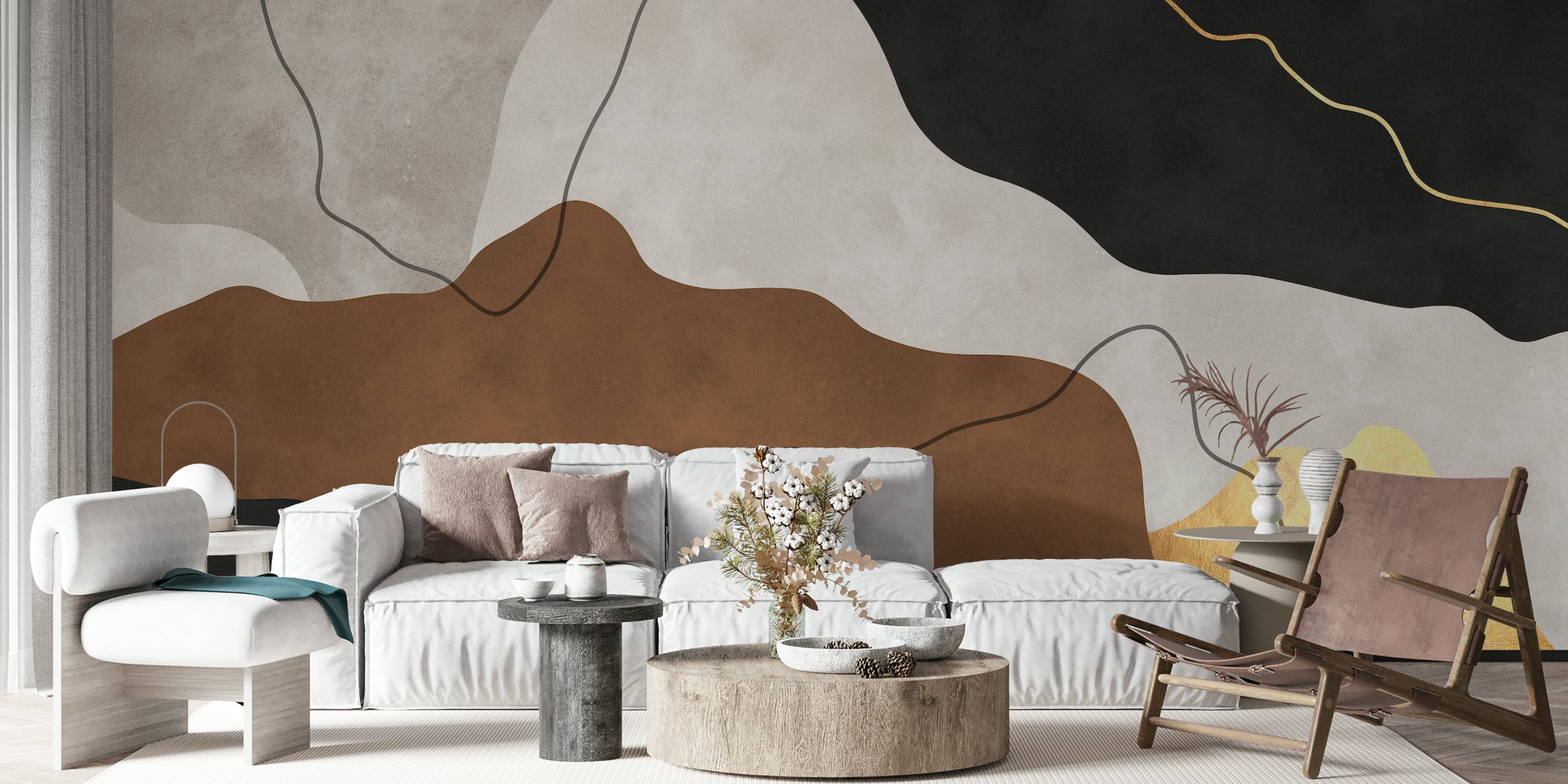 Expressionist forms 2 wallpaper in a room
