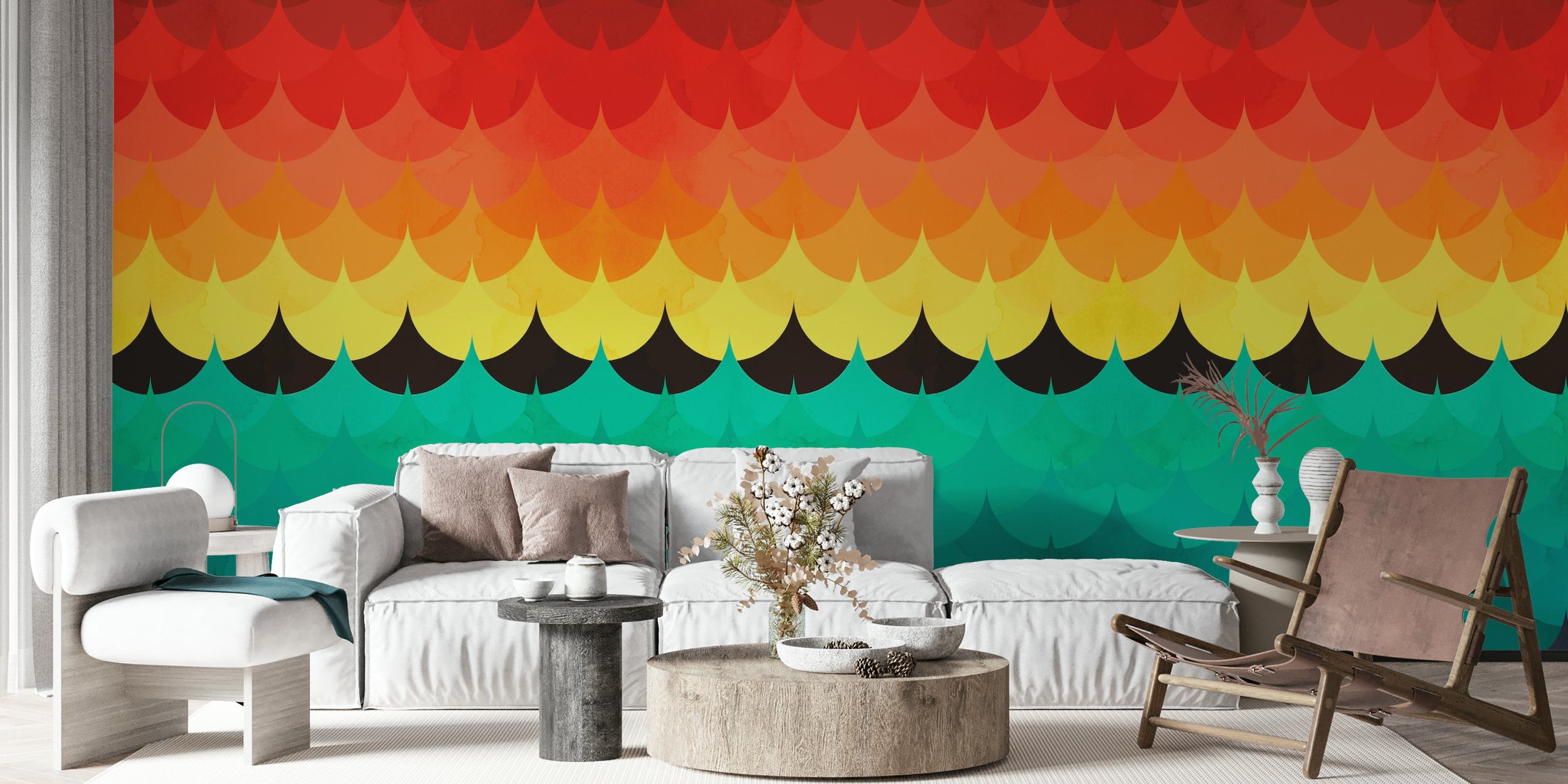 Colorful waves design tapet i et rum