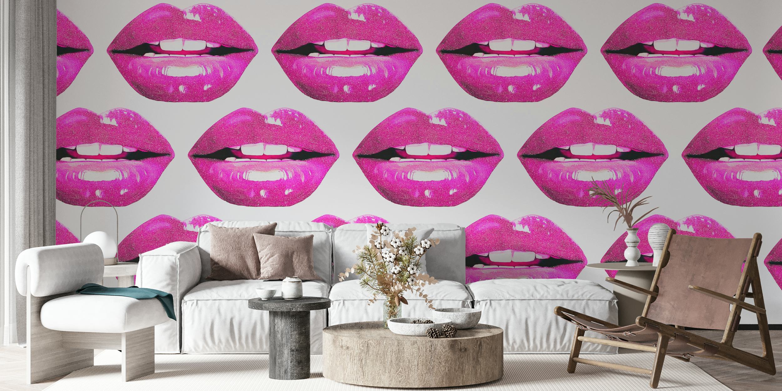 Carta da parati Purple lips in un design per stanze