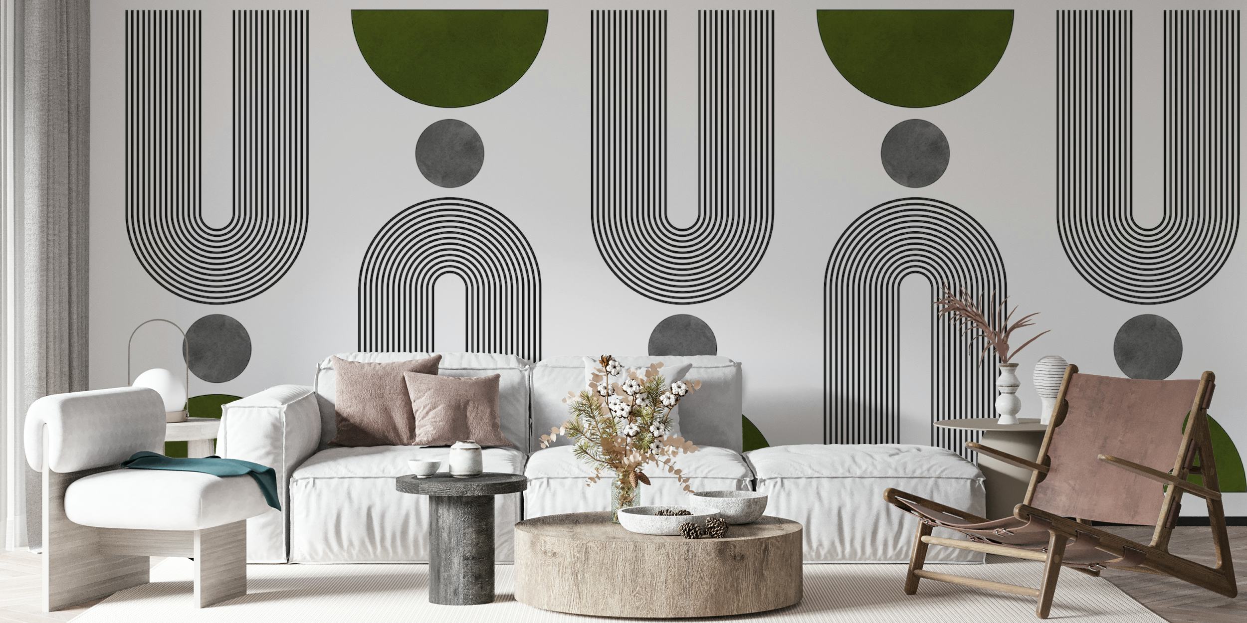 Lines and circles 14 wallpaper in a modern room