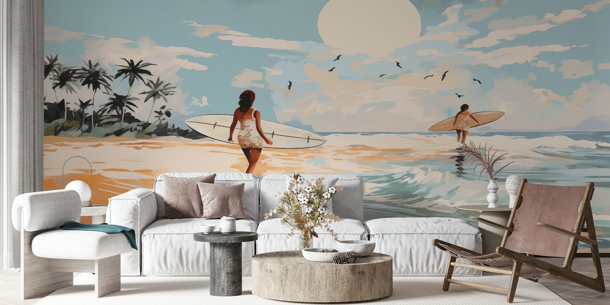 Summer Surf Impressionism wallpaper design