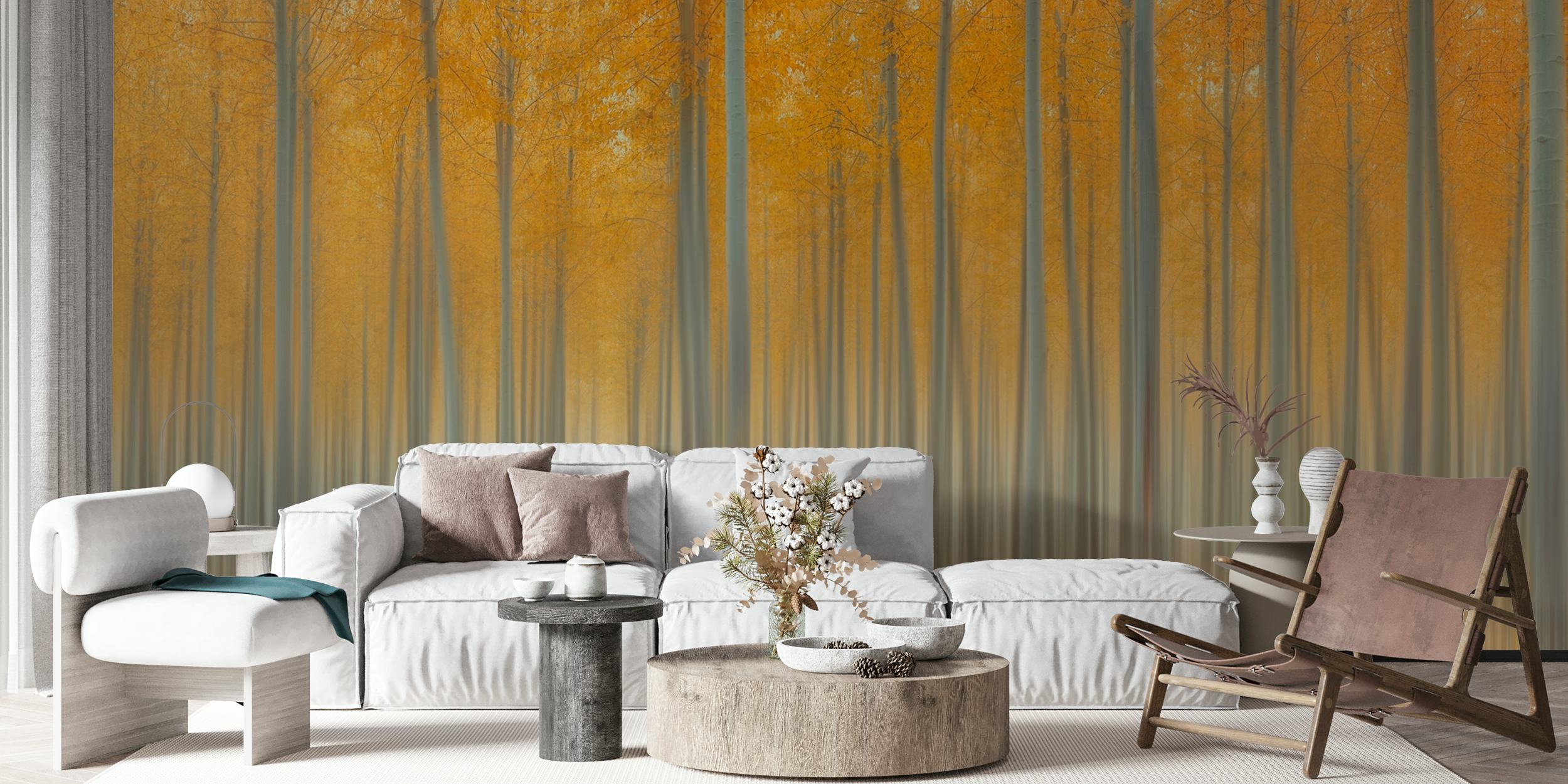 Fototapeta Autumn Delight ze złotymi i bursztynowymi odcieniami jesiennych drzew