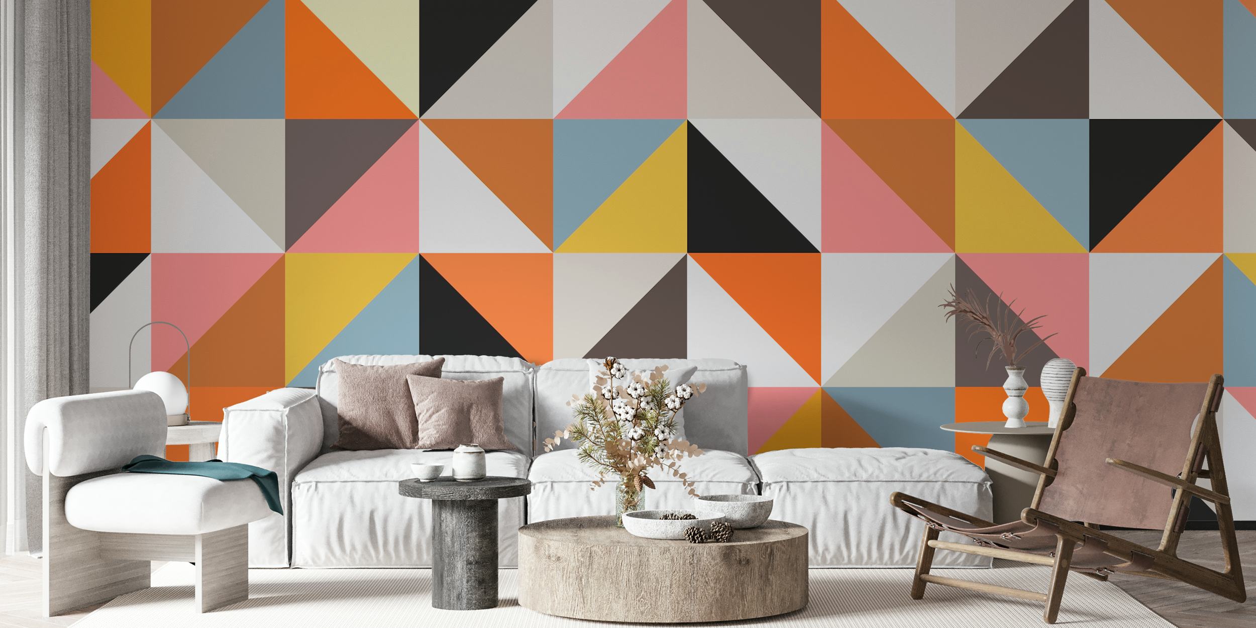 Colorful geometric squares wall mural with a mix of shades