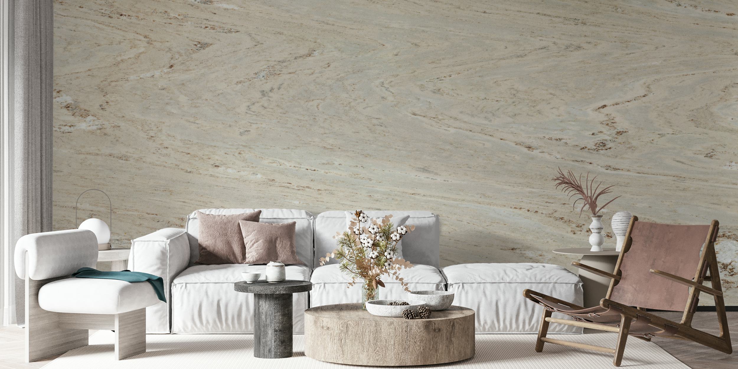Gray marble pattern with beige veins wallpaper
