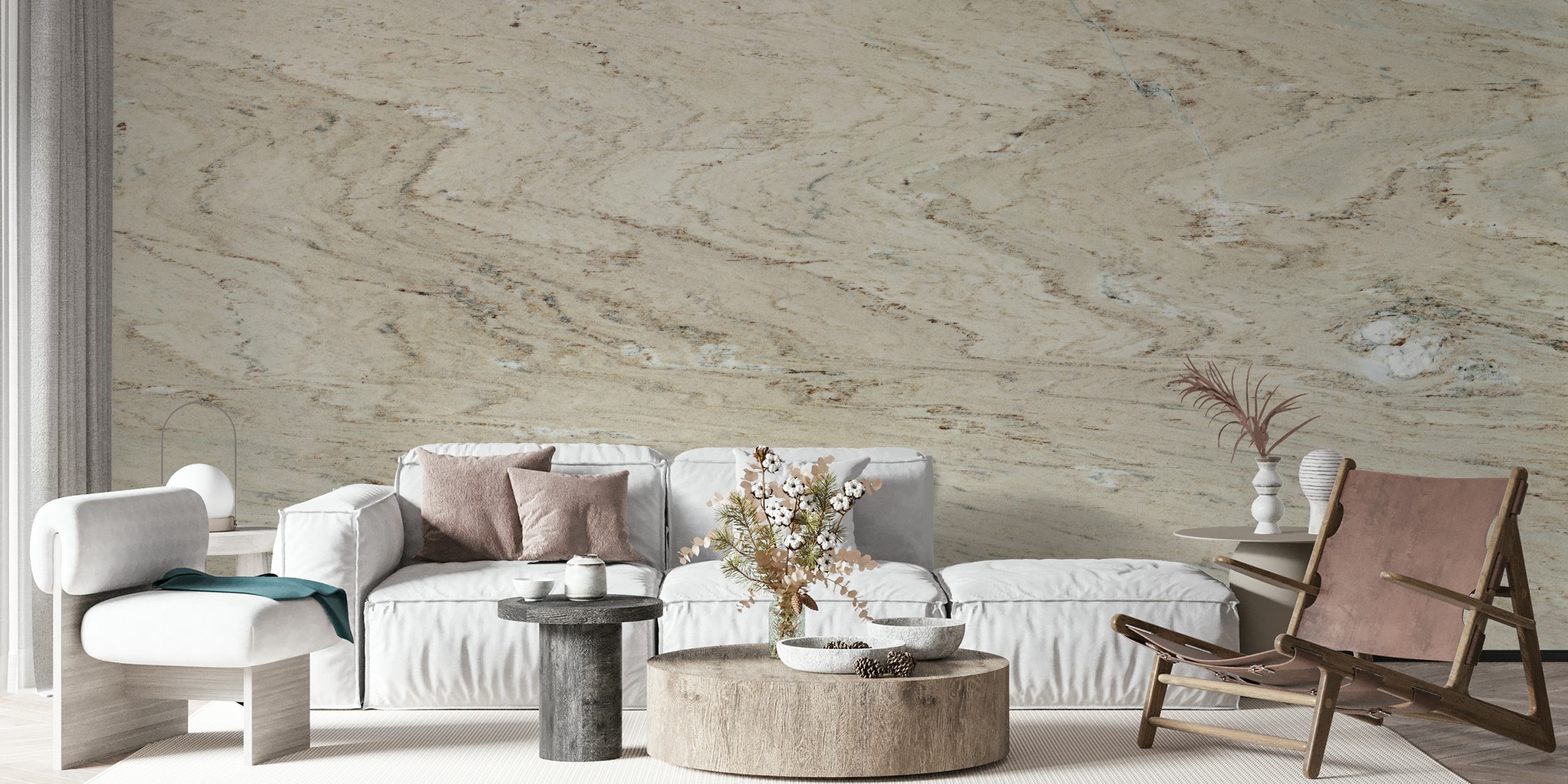 papel mural Real Granite Gray Bianco en una habitación