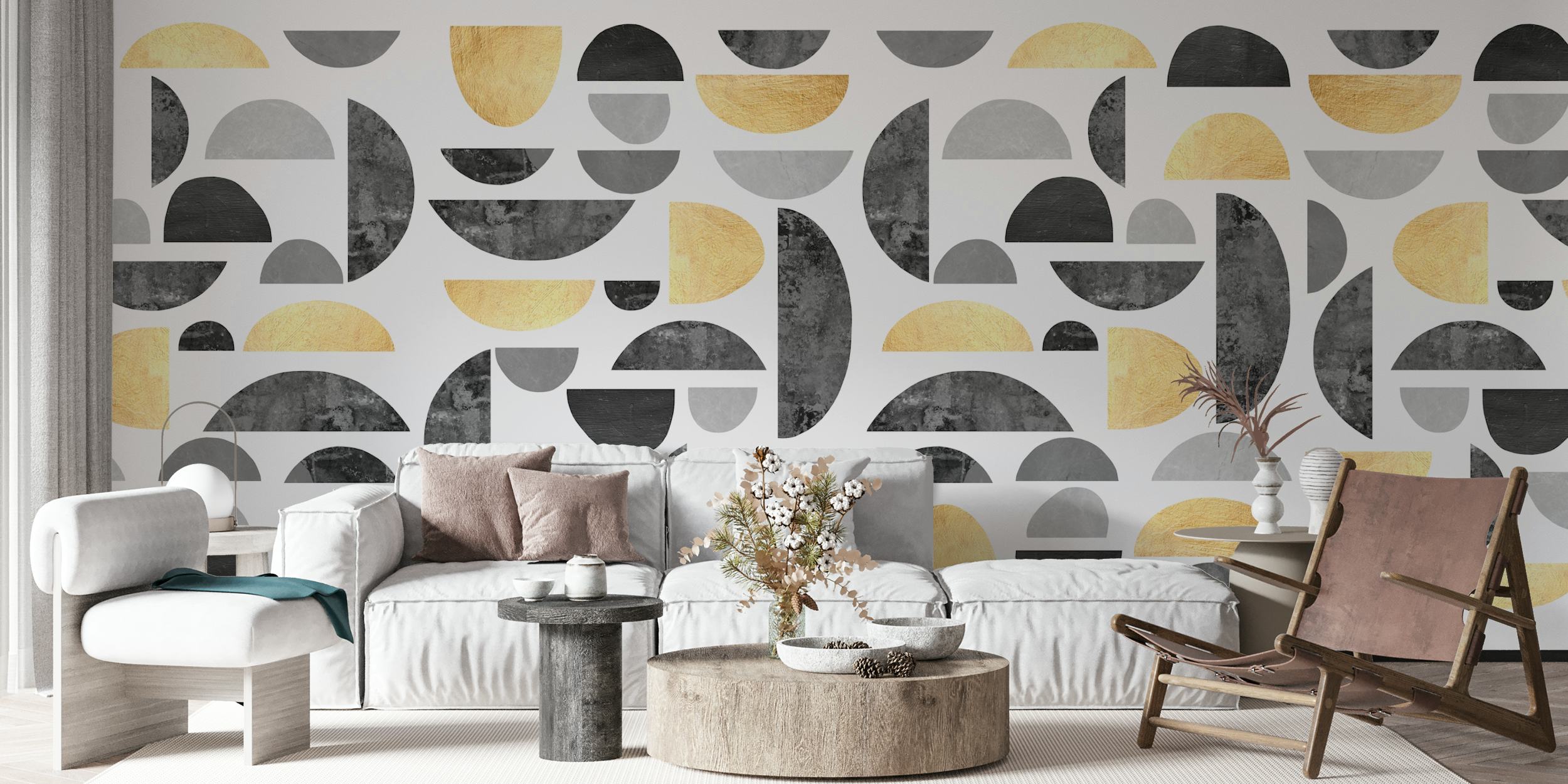 Gold and black circles wallpaper design