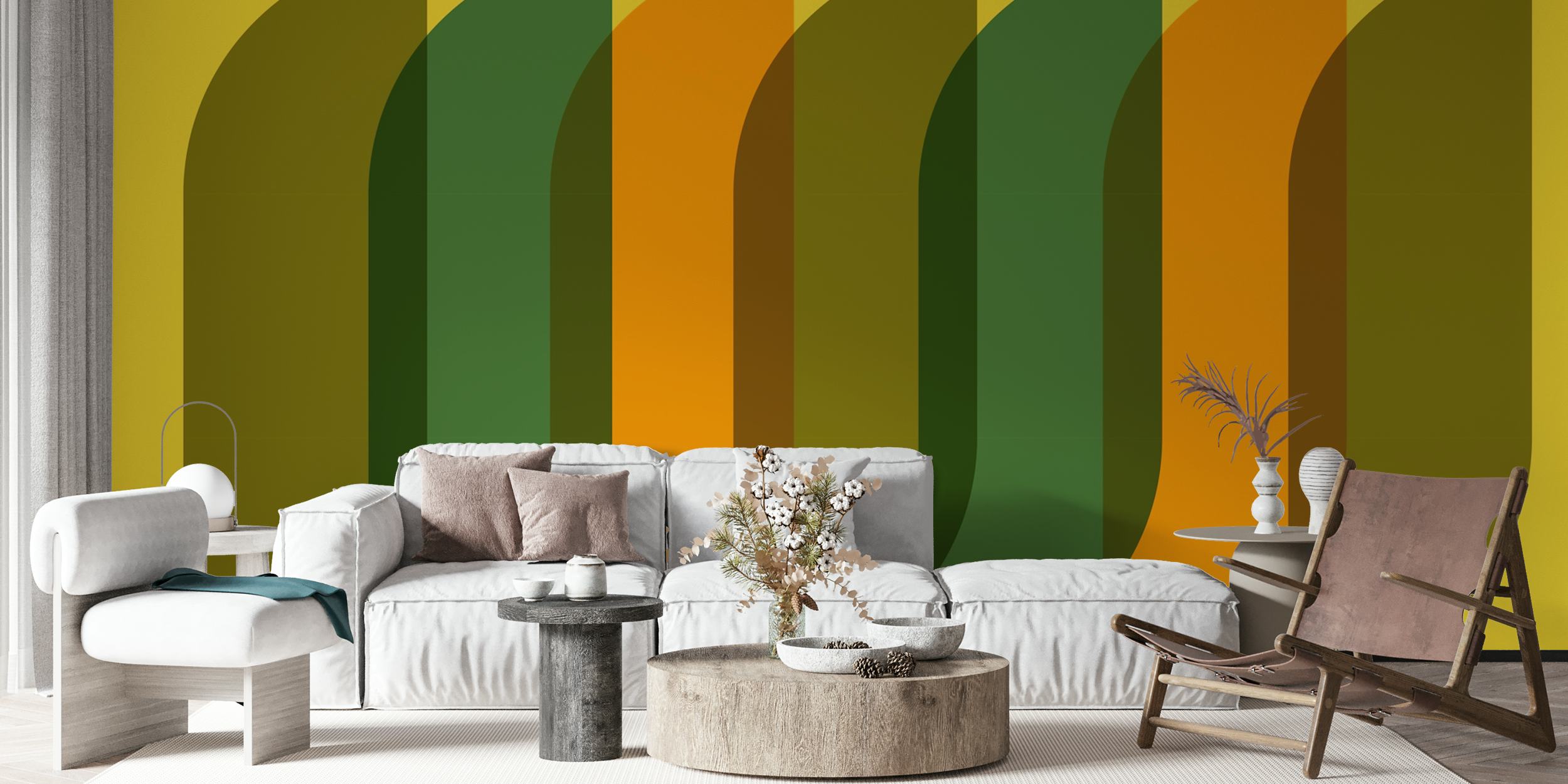 Autumn Hues Arcs papel pintado en una habitación