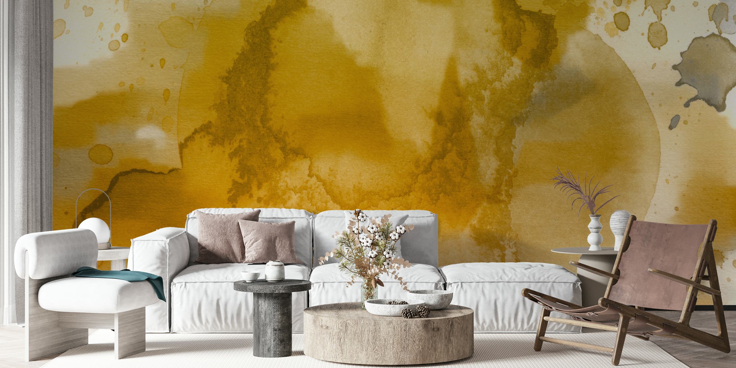 Tapeta Golden Splashes Art w pokoju
