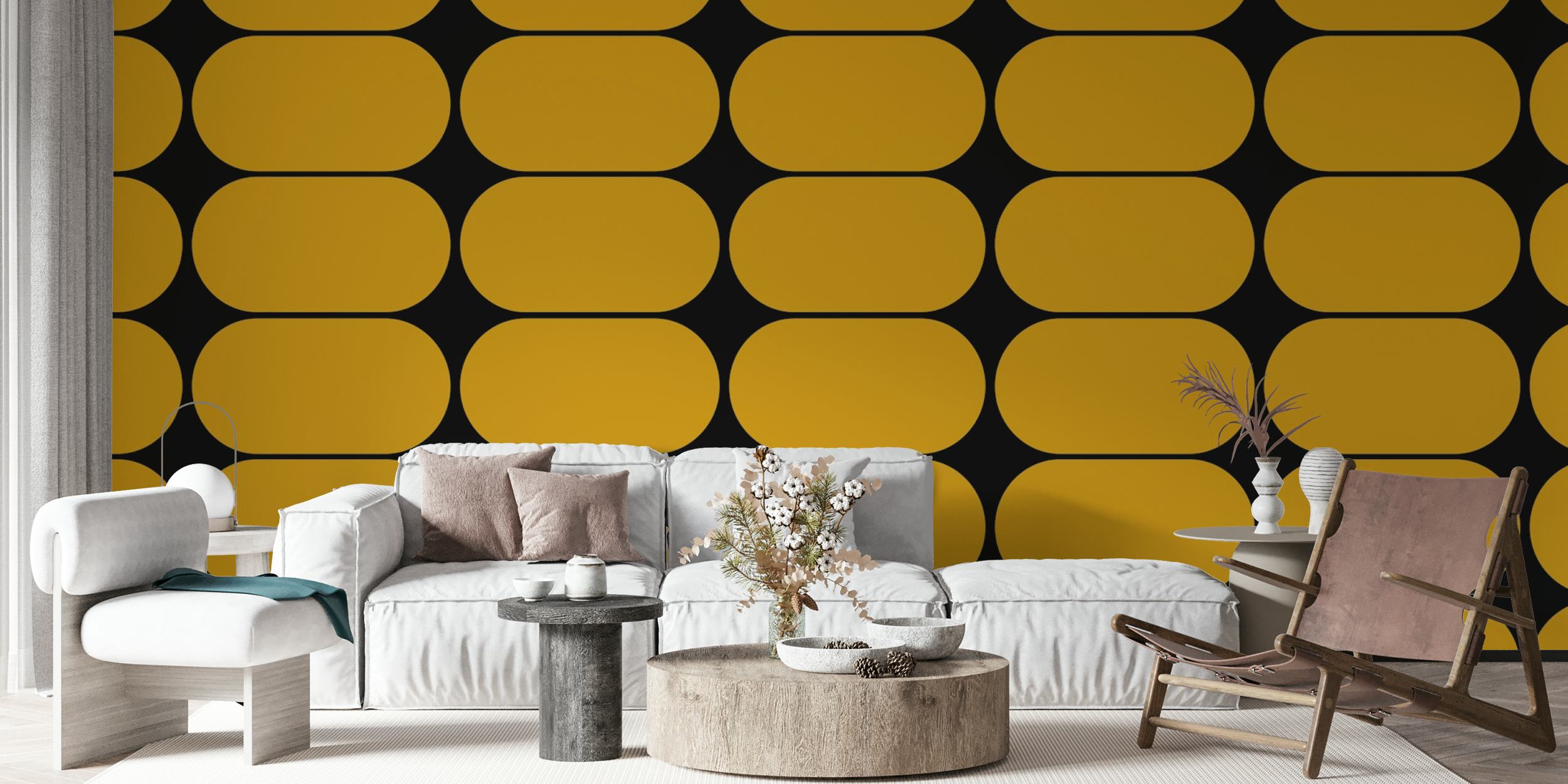 Golden geometric chic wallpaper design