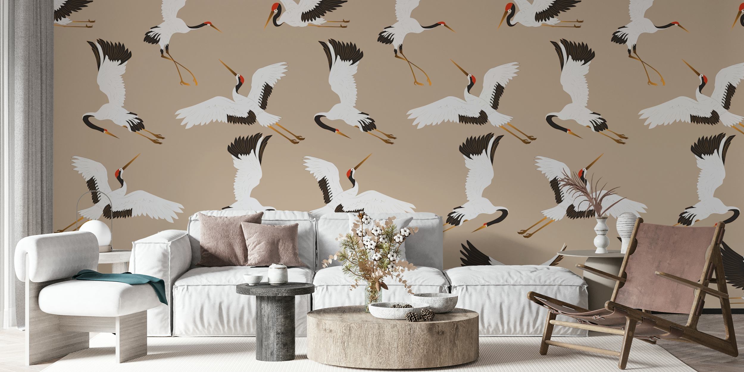 Brown Bird Tapete in einem Raum