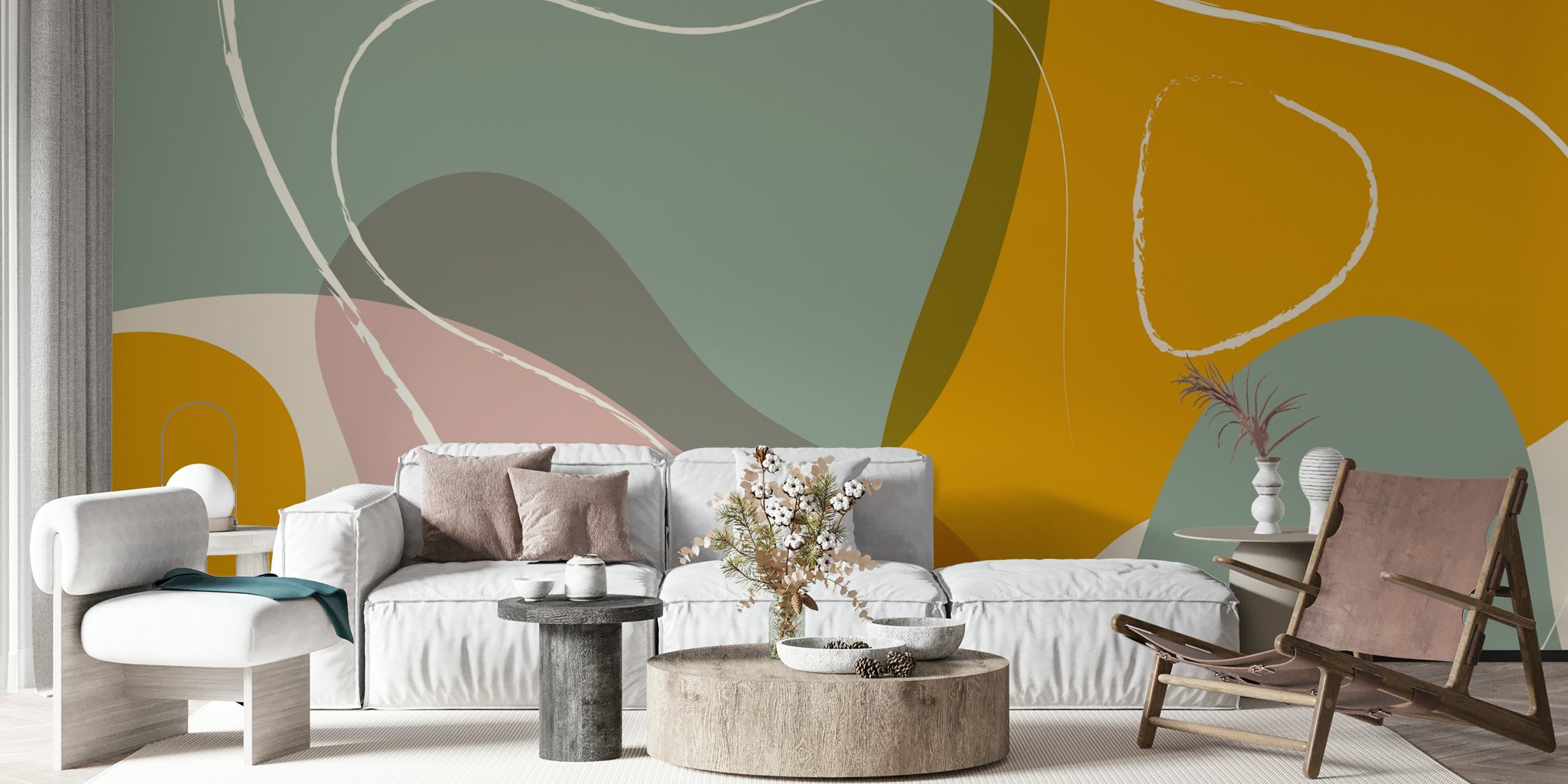 Ταπετσαρία Contemporary Curves Art σε ένα δωμάτιο