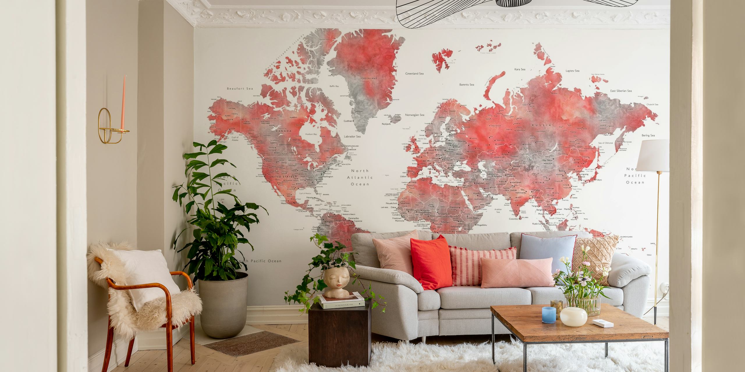 Lyssah world map with cities papiers peint