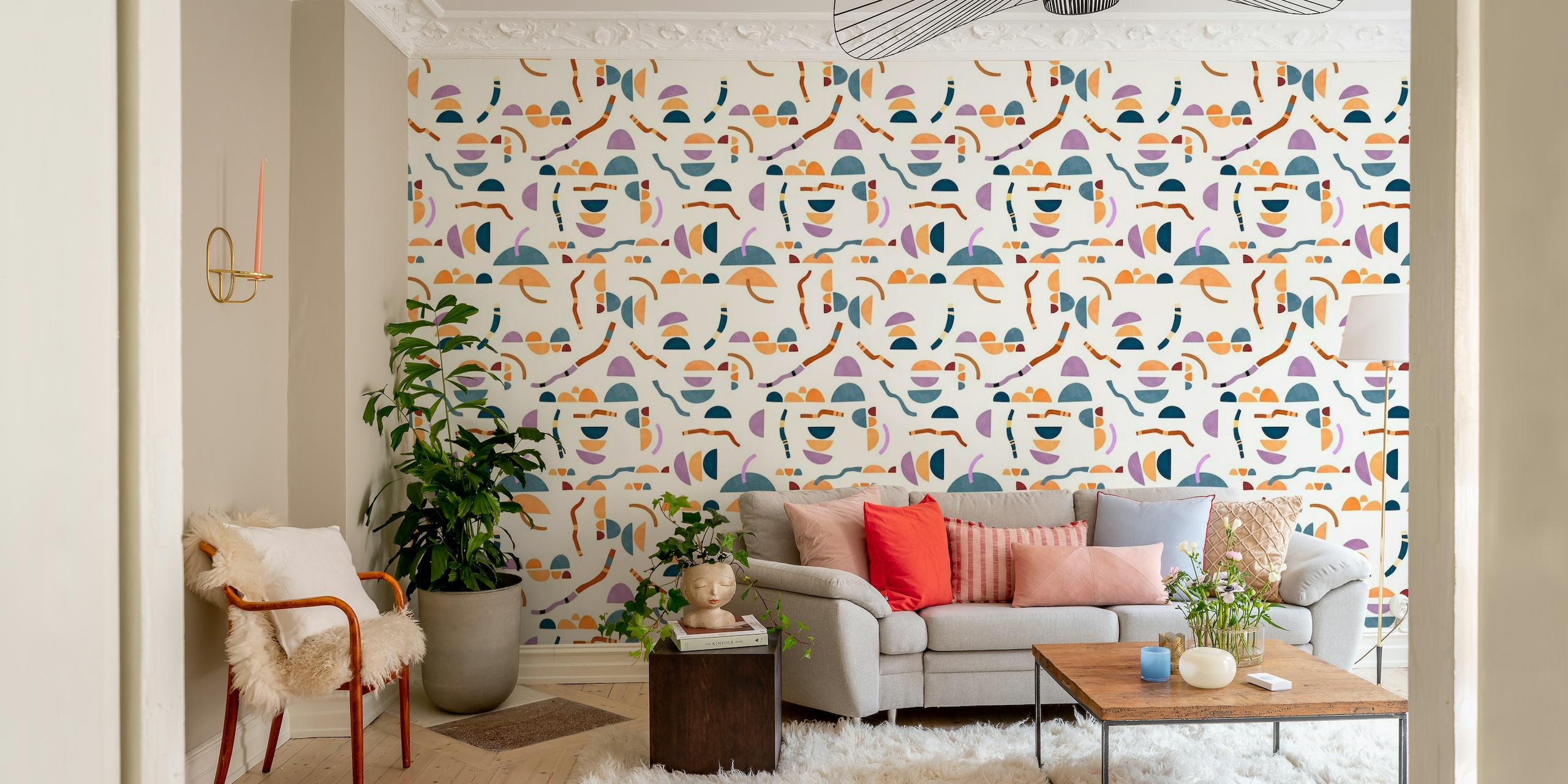 Modern simple shapes pattern-1 wallpaper