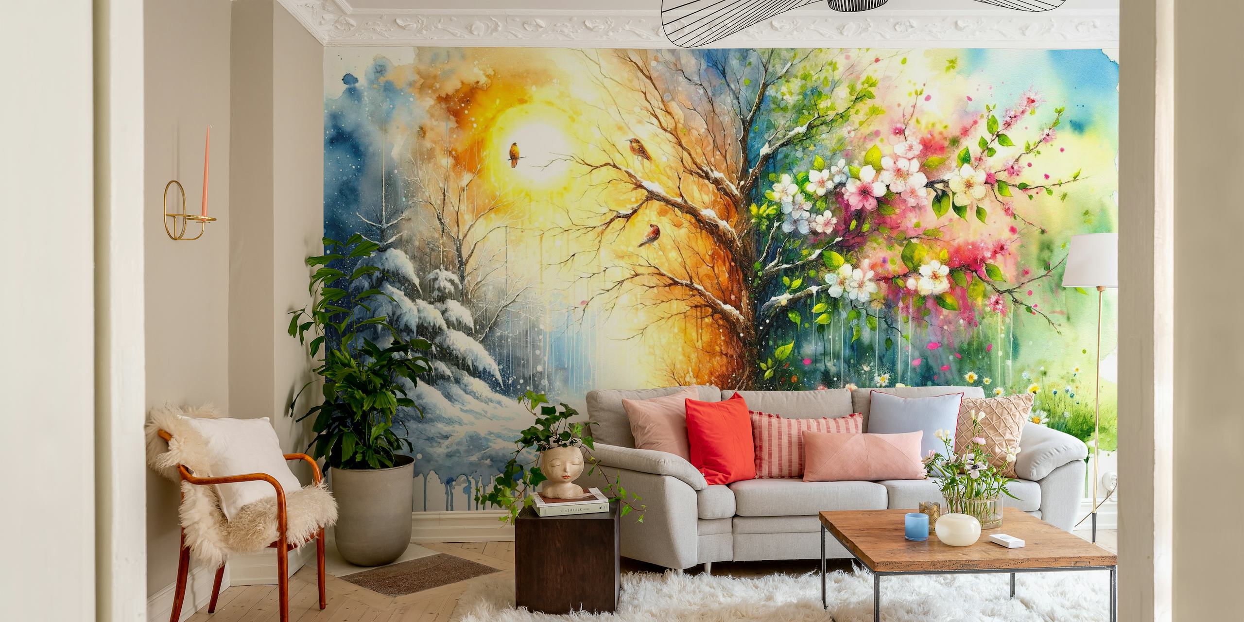 From Winter to Summer in Watercolor wallpaper