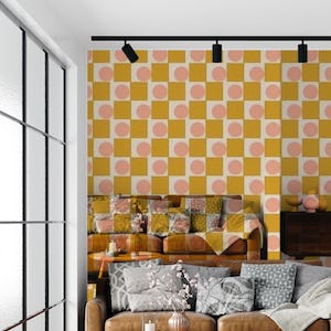 Geometric Shapes in Goldenrod and Blush Pink