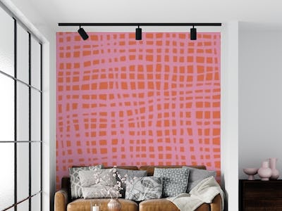 Retro grid pattern orange pink