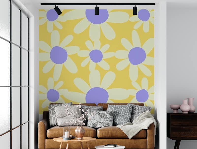 Yellow and Steel Blue Floral