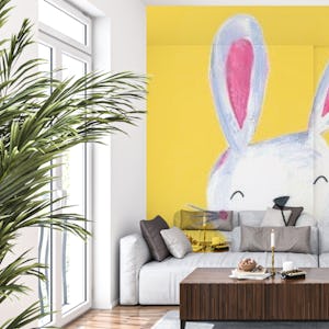 painted bunny on yellow