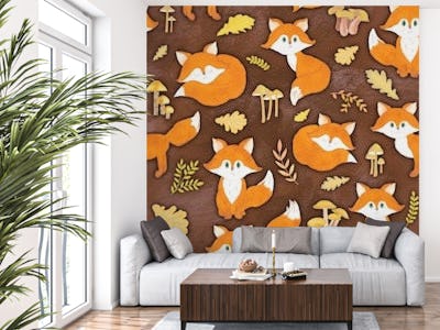 Autumn Pattern with Foxes 2