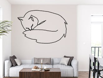 Cute Sleeping Line Art Cat