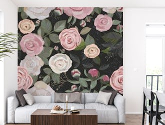 Peony and roses black