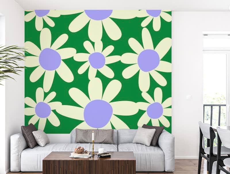 Green and Lilac Flower Pattern