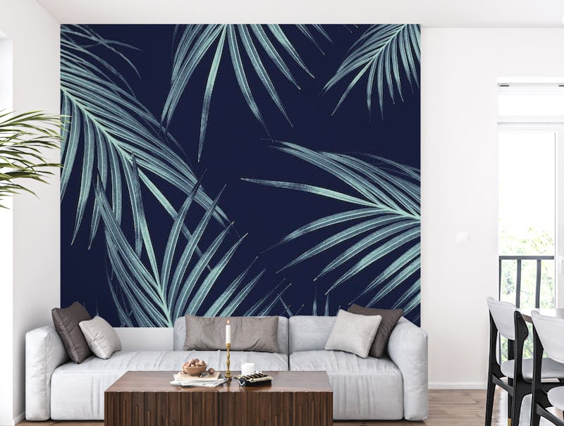 Navy Blue Palm Leaves Dream 1