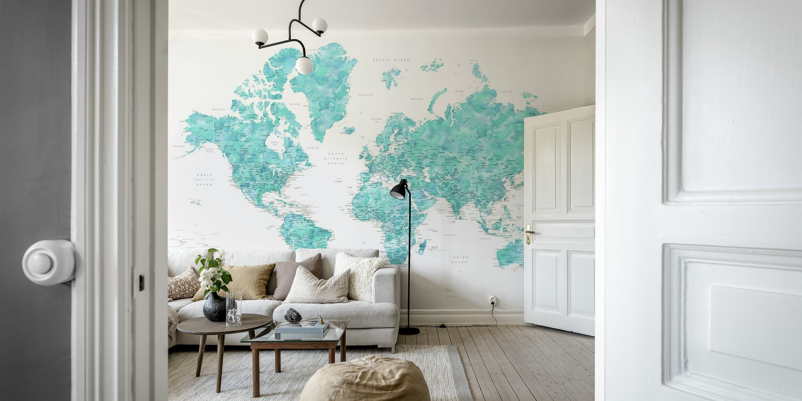 Detailed world map Maizah papel pintado