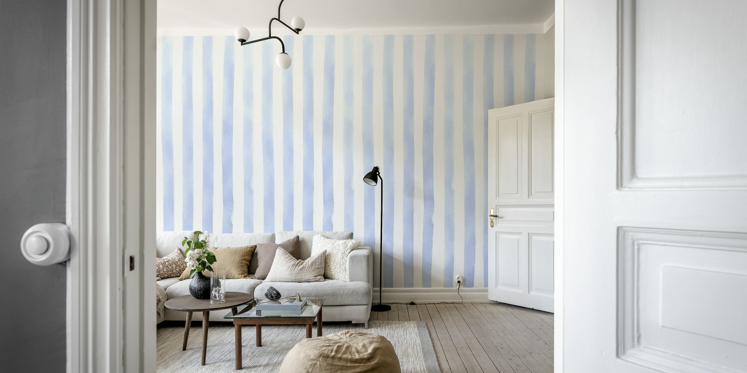 Watercolor Stripe Wallpaper - Blue Tranquility