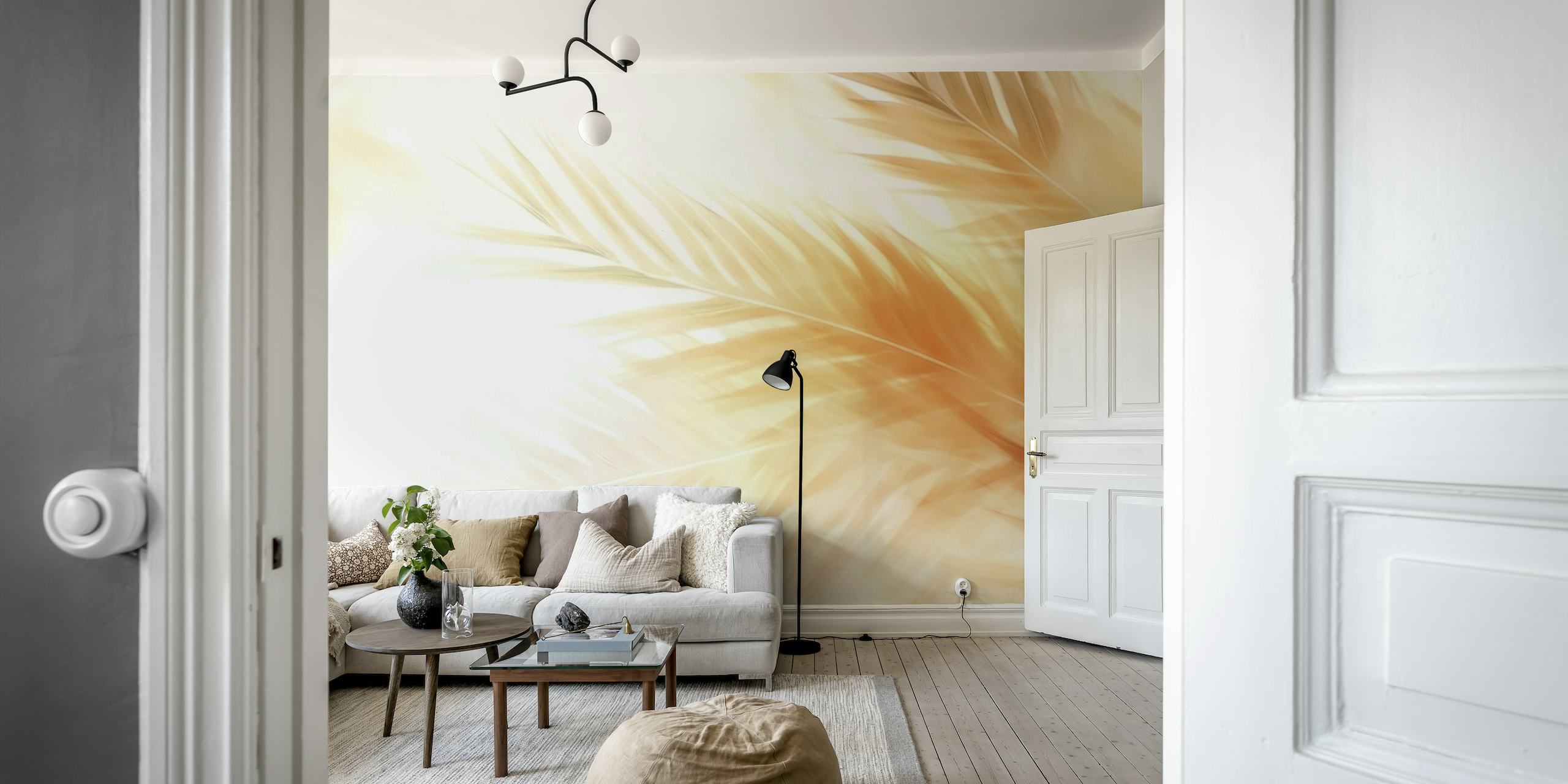 Golden Sundown In Watercolor Palm Garden papel de parede