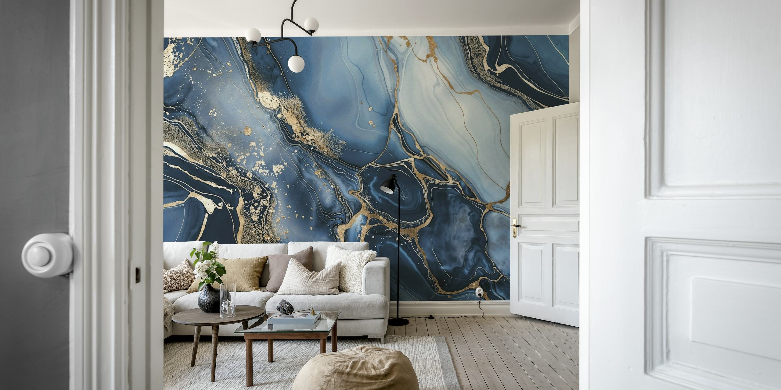 Magnific Marble Blue Gold Luxury behang