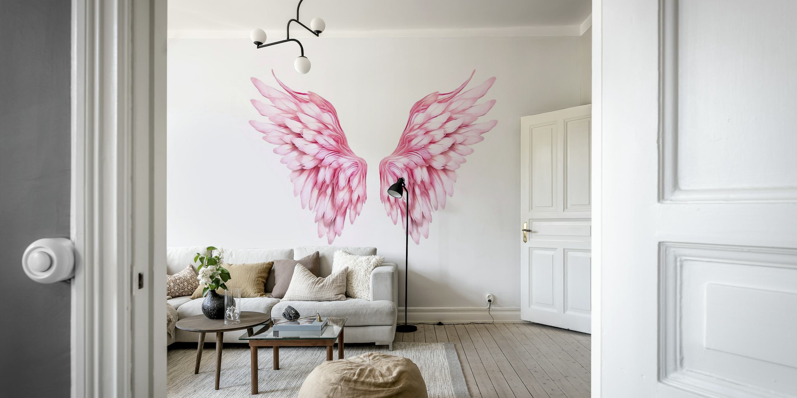 Pink Watercolor Angel Wings behang