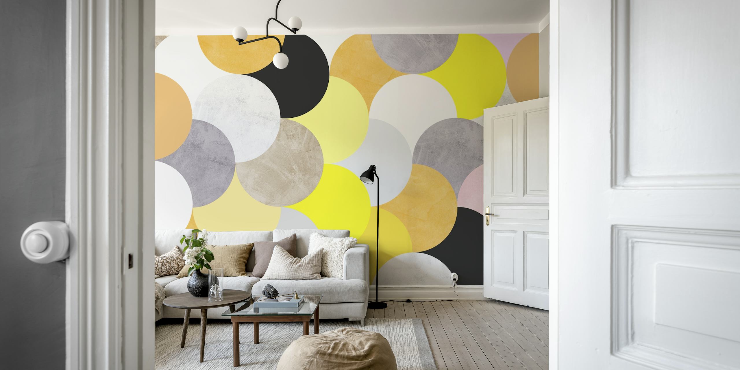 Värikäs Circle Art design wallpaper huoneessa