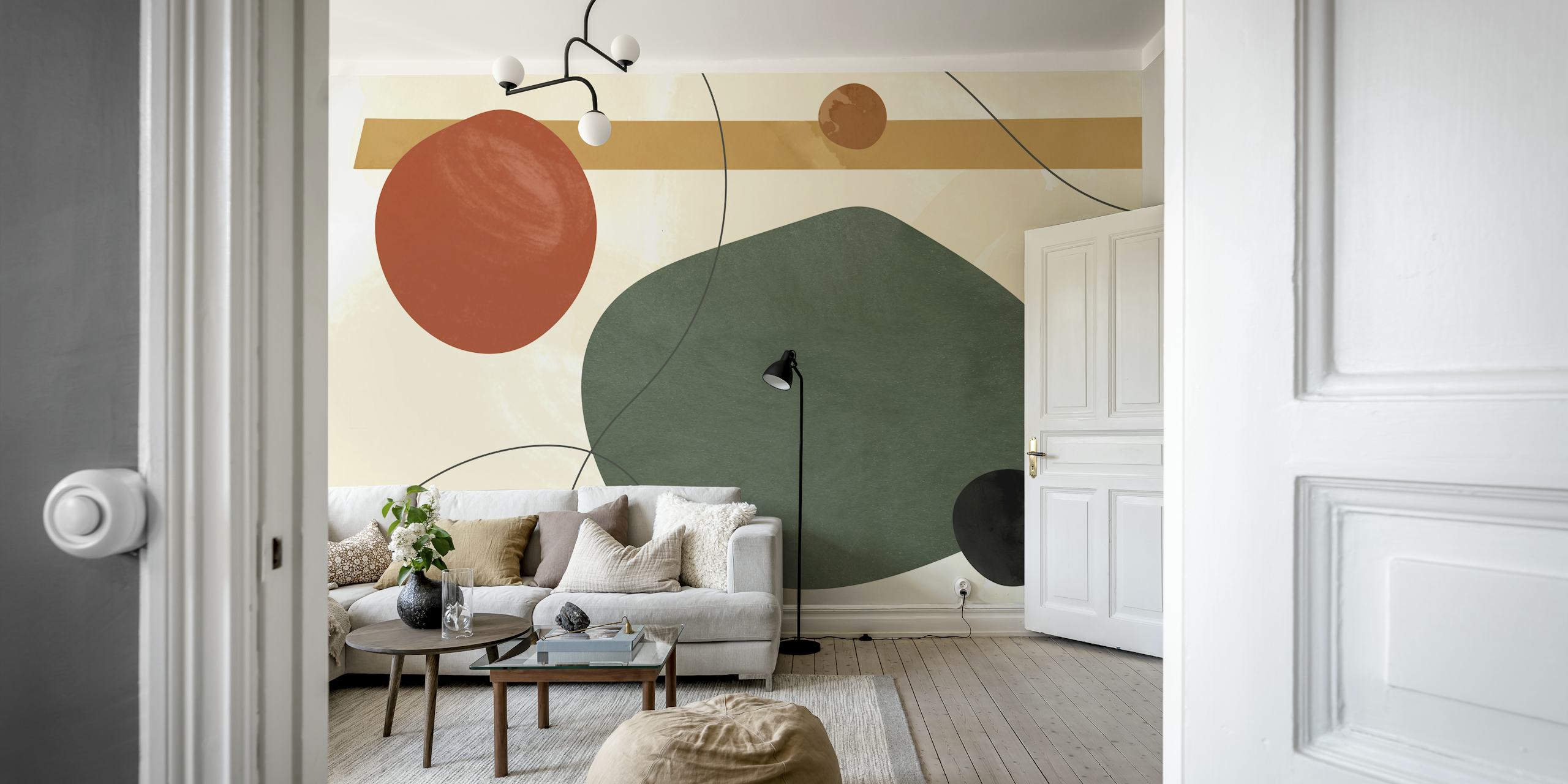 Modern Mid Century tapetdesign i ett rum