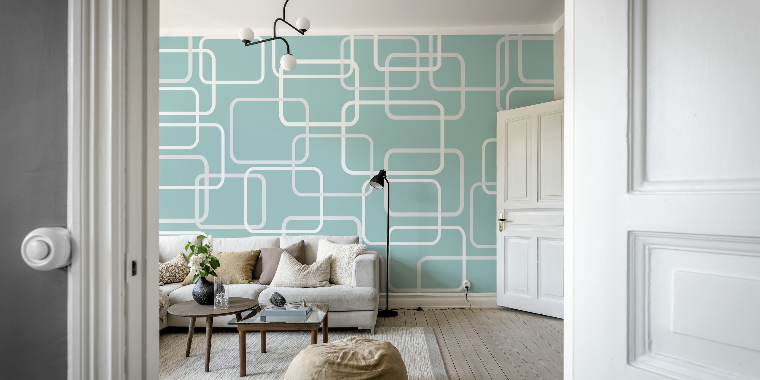 Billede der viser det livlige og stilige Midcentury Aqua tapet