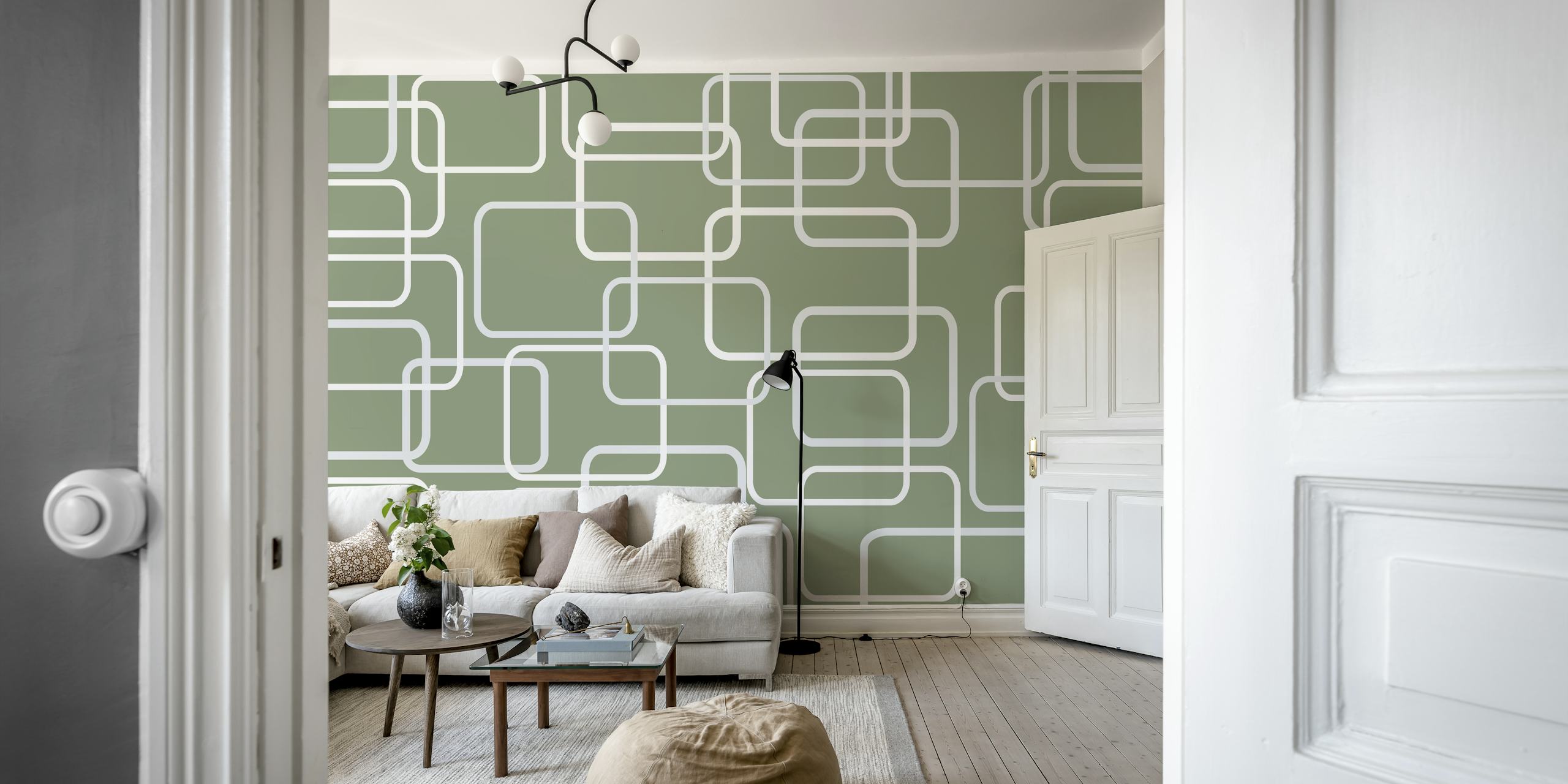 Midcentury Green wallpaper design in a room