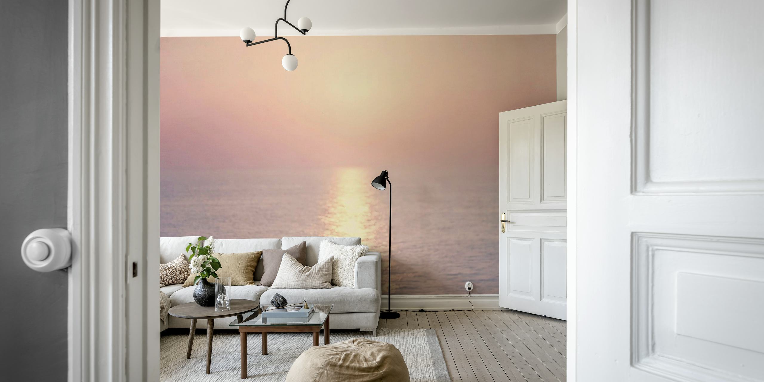 Sunset Ocean with Gold Pink Waters papel pintado