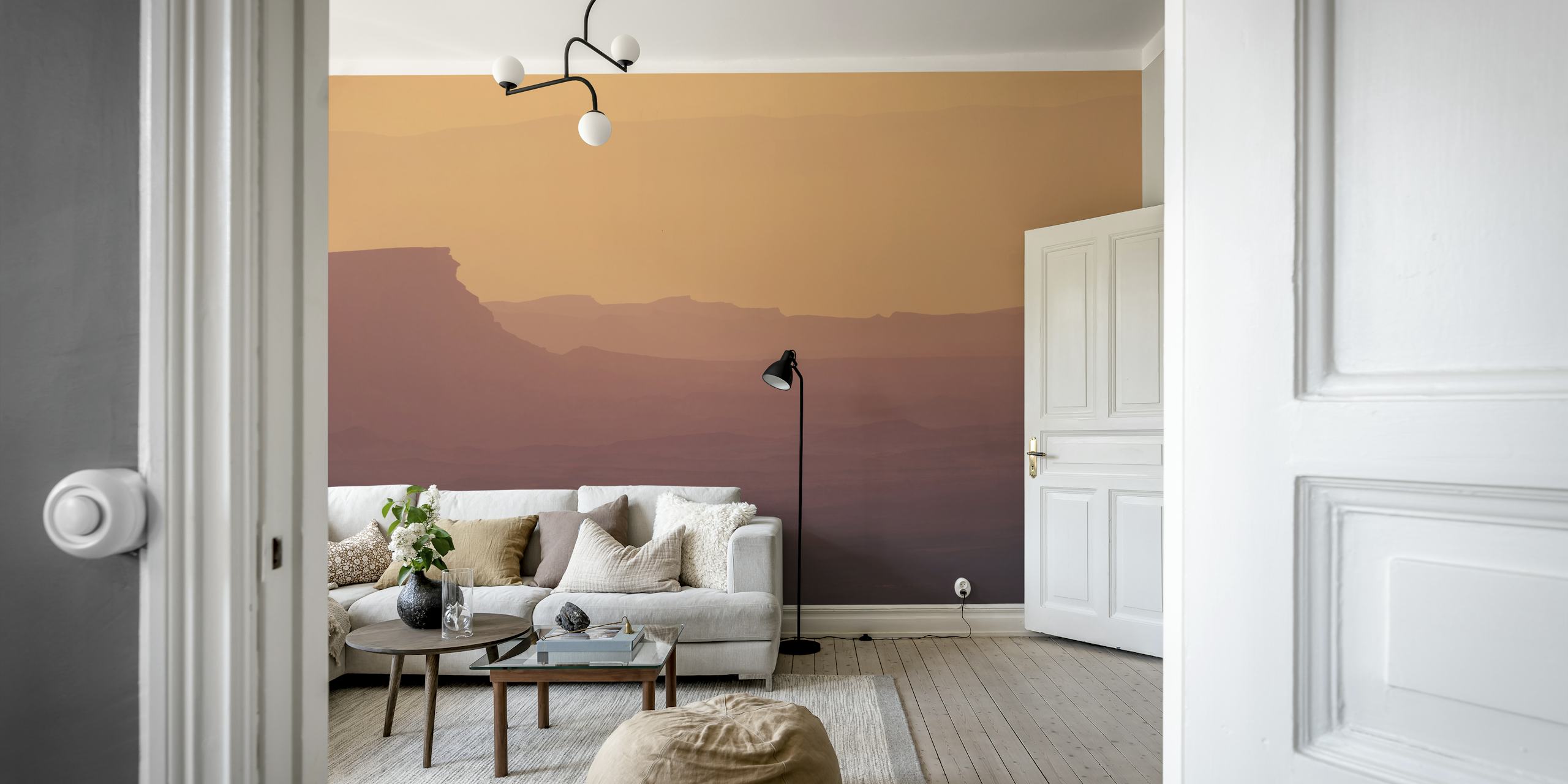 Sunrise over Ramon crater tapet i ett rum